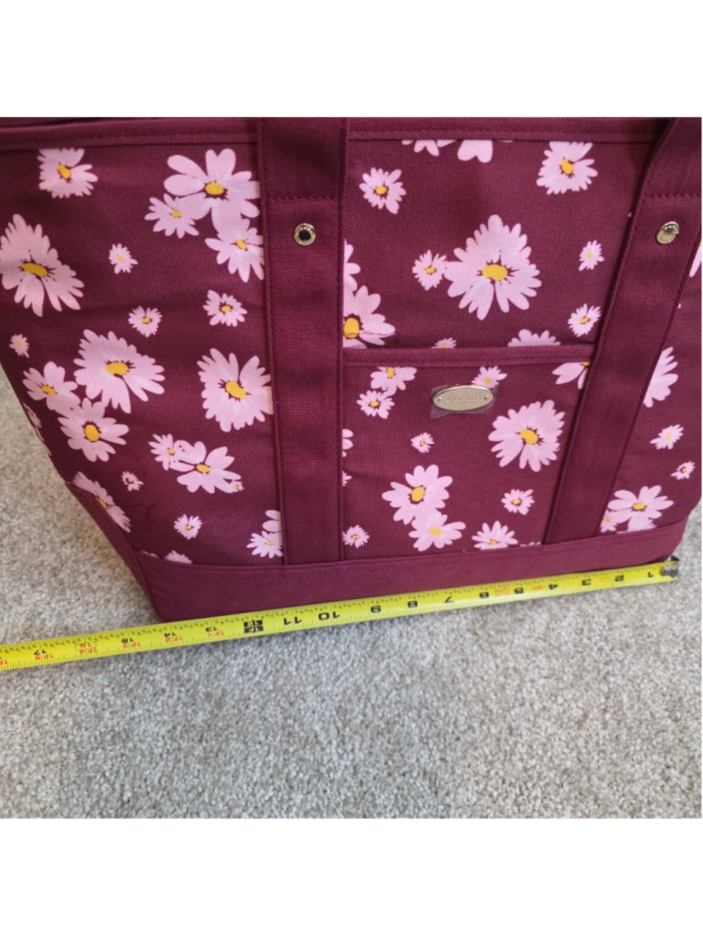 Women's Coach Maroon Pink Floral Canvas Tote Bag NWOT - Picture 4 of 8